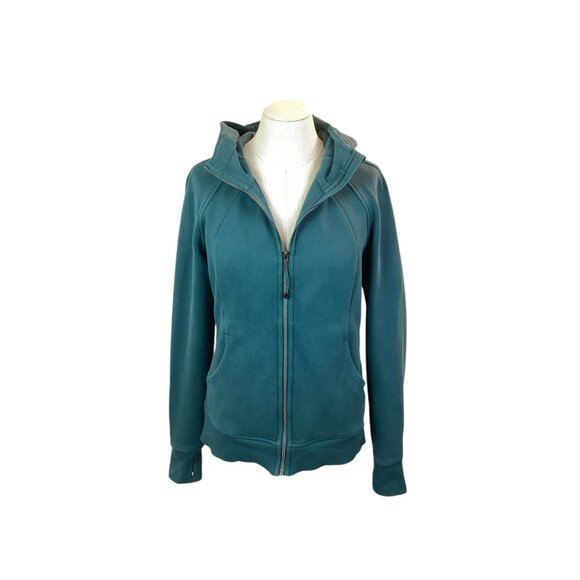 Lululemon Full-Zip Sweatshirt Hoodie Jacket Womens Size 6  Teal Green Cotton - Picture 5 of 10